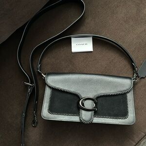 Coach Black Leather & Suede Tabby Shoulder 26 Bag w/ strap